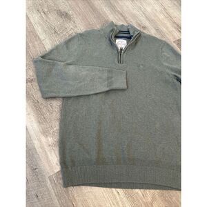 FatFace Mens Quarter Zip Sweater Dark Khaki Green‎ Cotton Knit Pullover Size S
